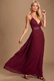 Lace and Chiffon Long Dress with Spaghetti Straps