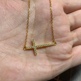 Cubic Zirconia Gold Vermeil Cross Necklace