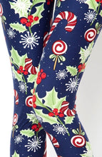 Holly and Candy Canes Print Soft Leggings