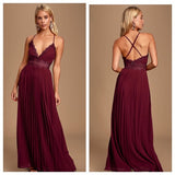 Lace and Chiffon Long Dress with Spaghetti Straps