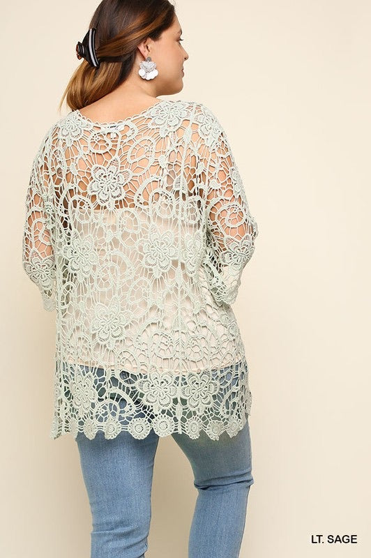 Dreamy Crochet Lace Sage Top