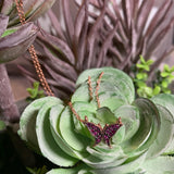 Rose Gold Vermeil Butterfly Necklace with Ruby Stones 