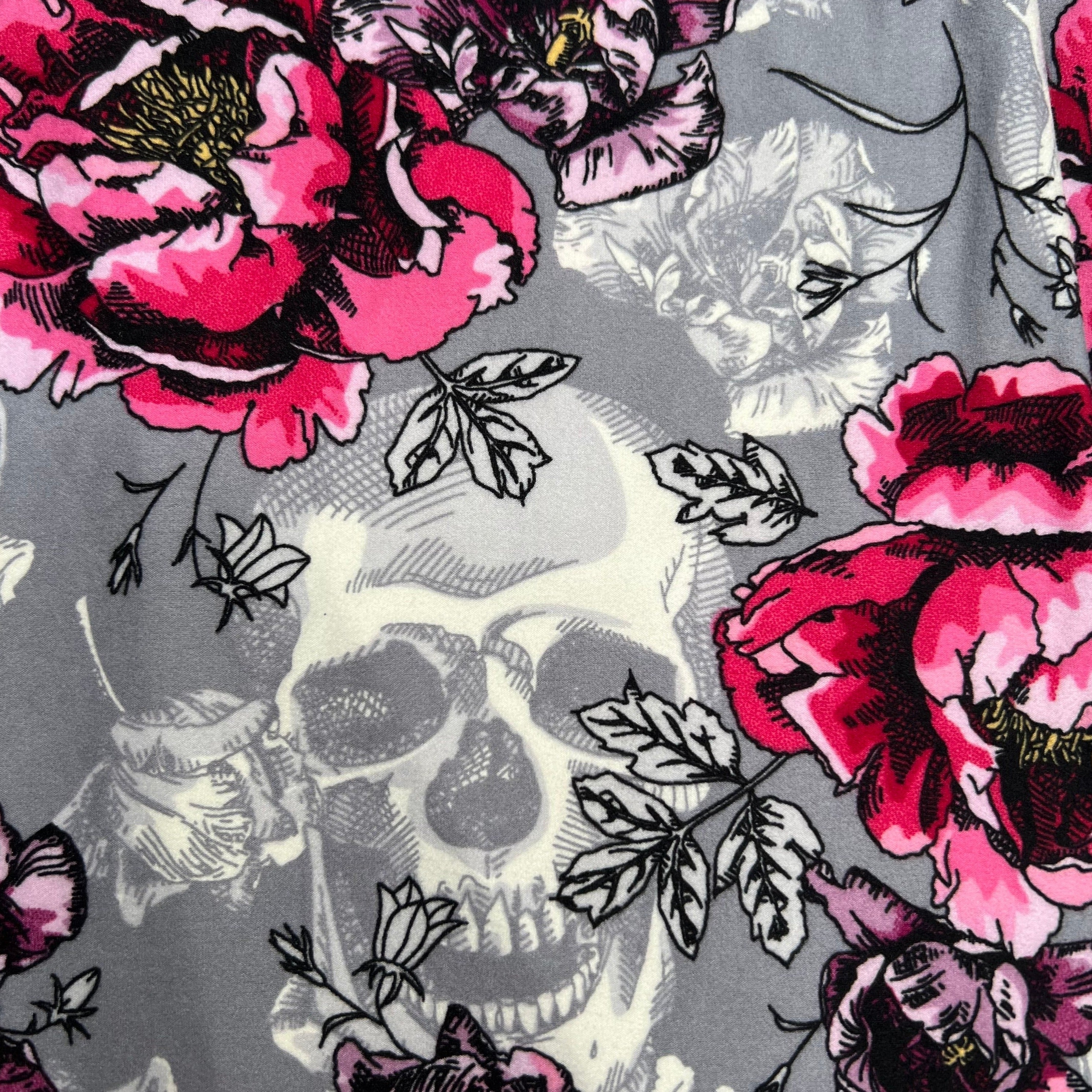 Pink Flower Skull Soft Leggings