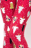 Retro Red Christmas Tree Print Soft Leggings