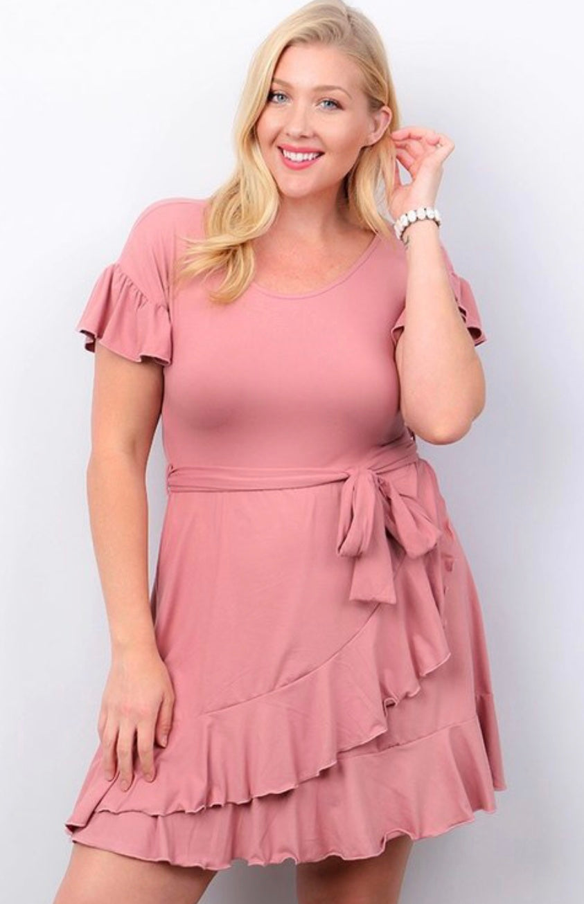 Ruffle Wrap Midi Dress
