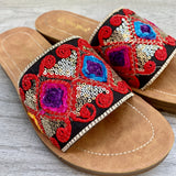 Delight Comfort Embroidered Sandal - Red