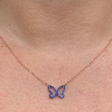 Gold Vermeil Stone Butterfly Necklace