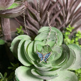 Sterling Silver Butterfly Necklace with Turquoise Stones 