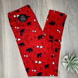 Black Bears Polar Ice Cap Mountains Red Soft Leggings