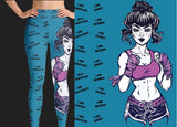 Girl Power Teal Blue Boxing Print Leggings