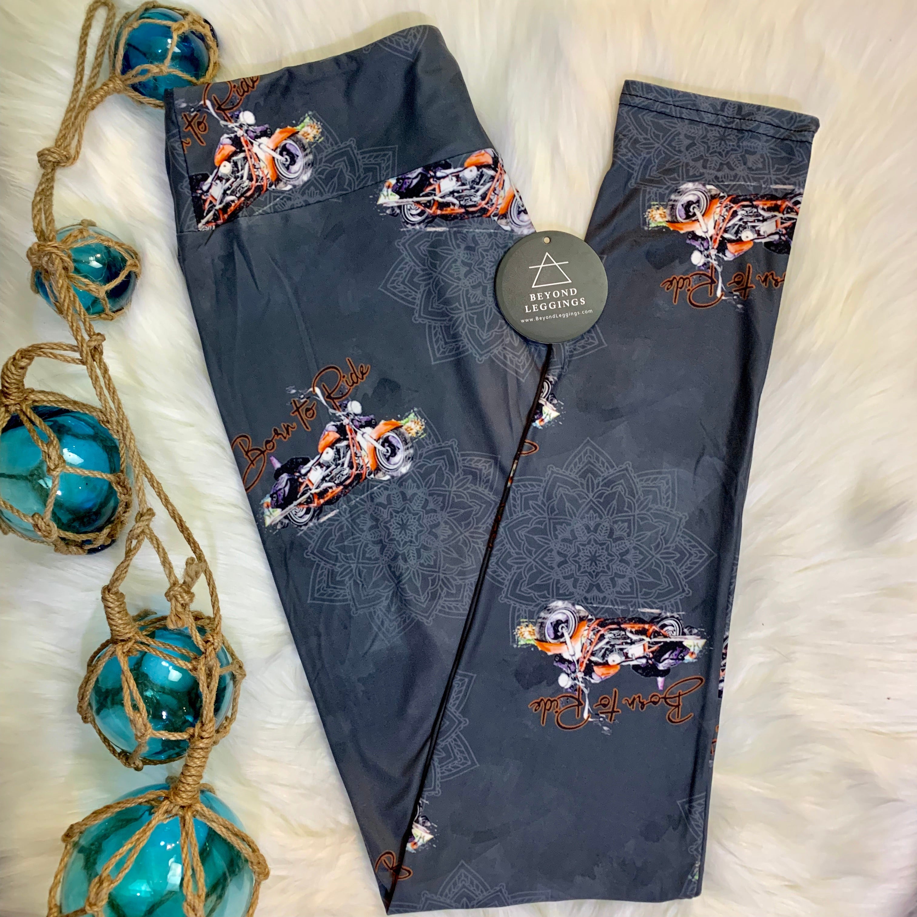Born To Ride - Mandala Motorcycle Print Soft Leggings