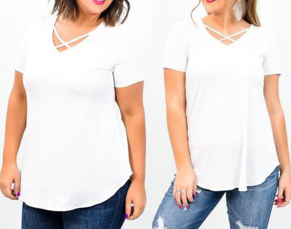 Short Sleeve Crisscross Top - Multiple Colors
