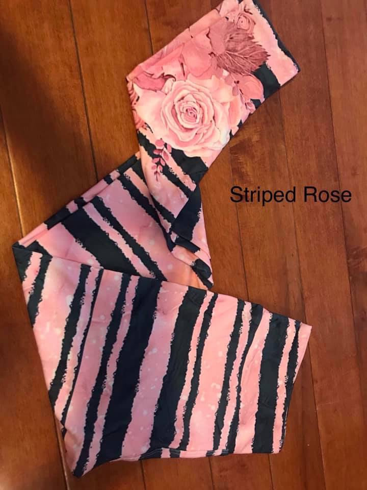 Striped Rose Leggings