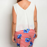 You Look Like the Fourth of July Dress Striped Floral Bodycon w/ Layered Chiffon