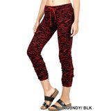 Zebra Print Fleece Comfy Animal Print Drawstring Jogger Pants
