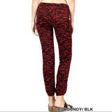 Zebra Print Fleece Comfy Animal Print Drawstring Jogger Pants