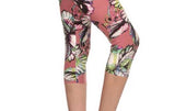 Mauve Floral Print Capri Leggings