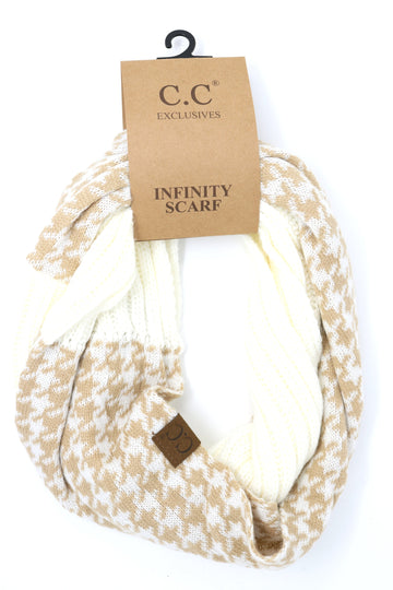 Houndstooth Knitted Infinity Scarf