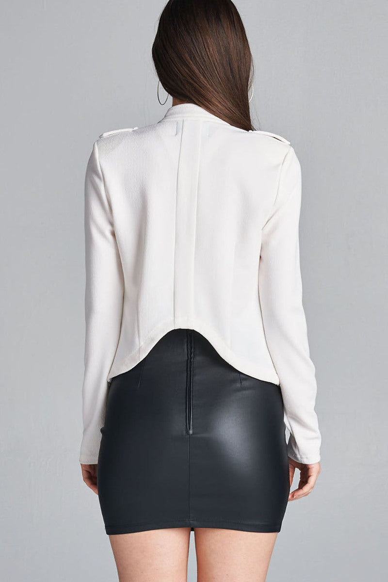 Structured Moto Blazer Jacket – White