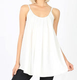 Pleated Adjustable Spaghetti Strap Camisole Sleeveless Tops Loose Fit Beach Tank