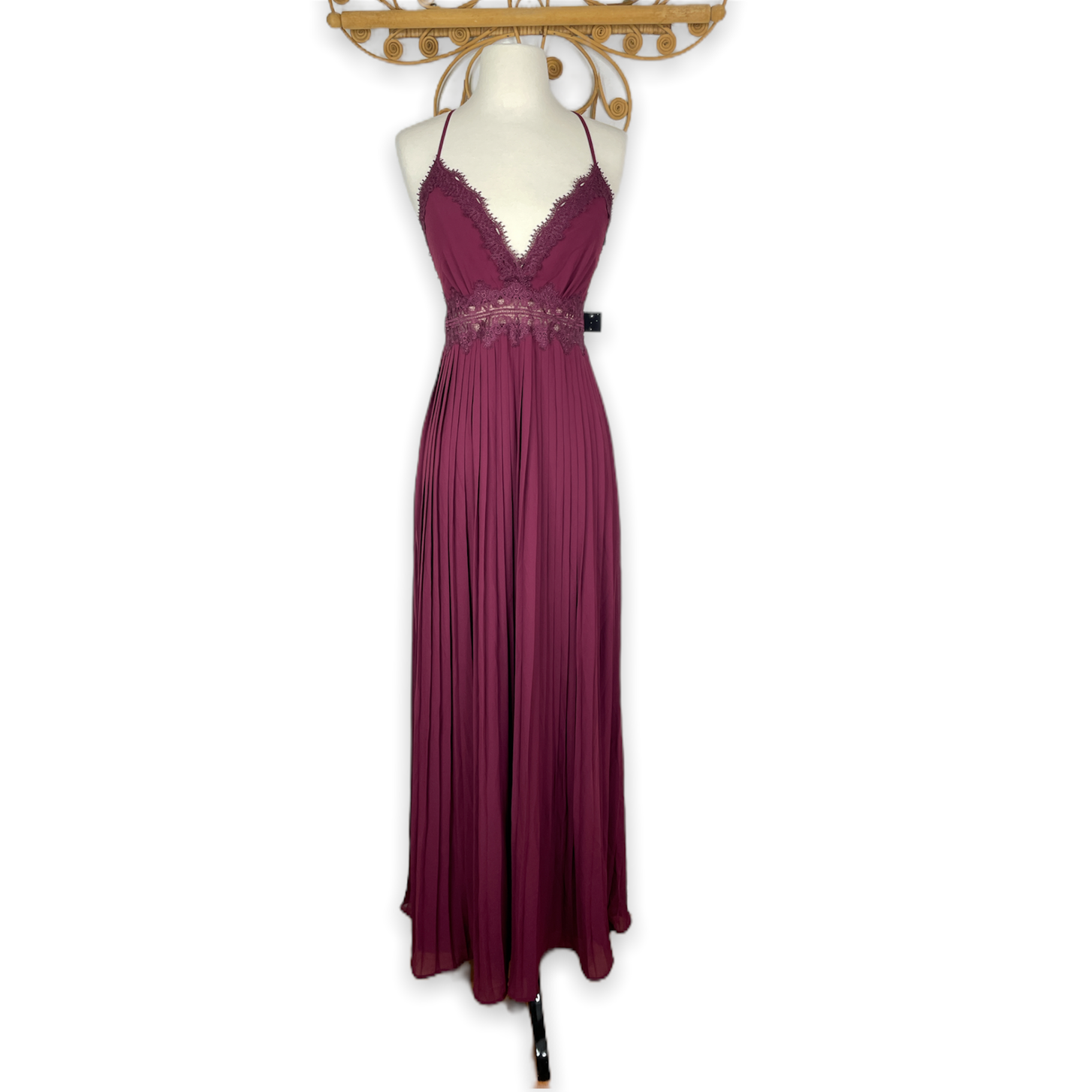 Lace and Chiffon Long Dress with Spaghetti Straps