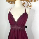 Lace and Chiffon Long Dress with Spaghetti Straps