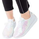 White Mermaid Iridescent Sequin Sneakers