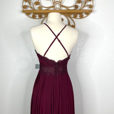 Lace and Chiffon Long Dress with Spaghetti Straps