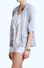 Silver Sequin Trimmed Blazer