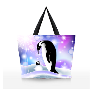 Northern Lights Print Canvas Zipper Tote