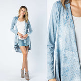 Vocal Women's Light Blue Tie Dye Crystal-Studded Cardigan - Versatile Open Front Design for Casual and Special Occasions