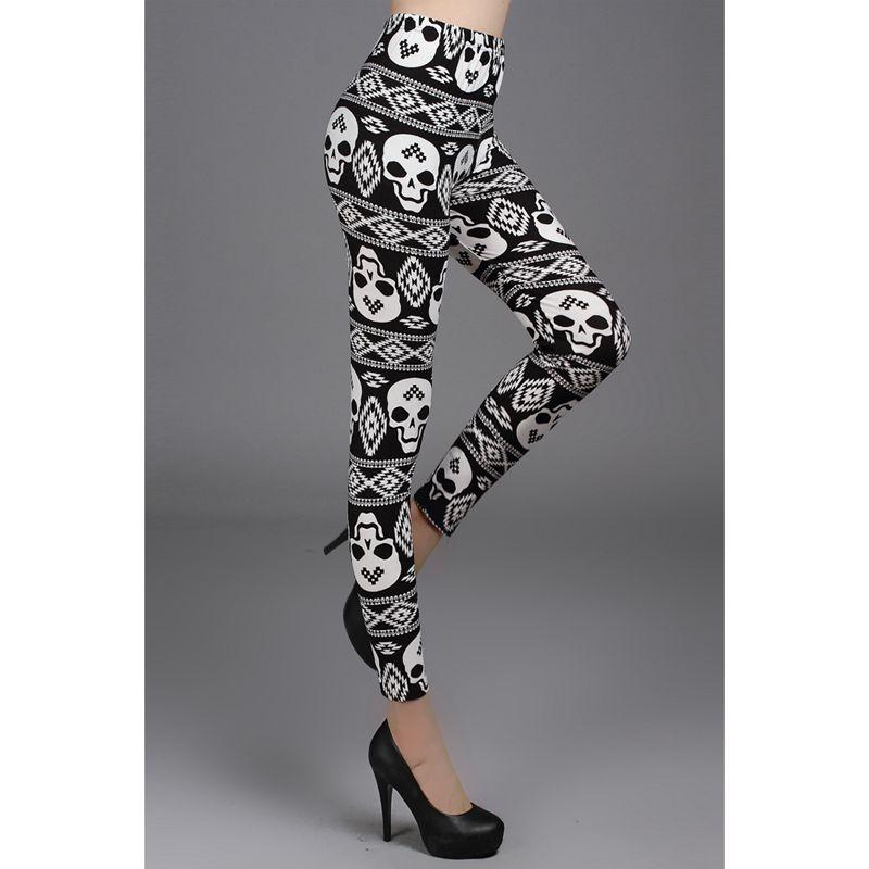 Geometric Tapestry Skull Print Soft Leggings