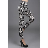 Geometric Tapestry Skull Print Soft Leggings