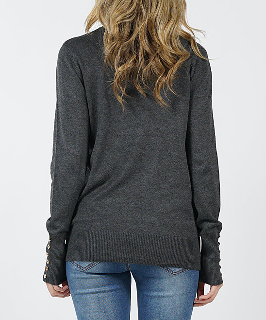 Long Sleeve Button Cuff Sweater